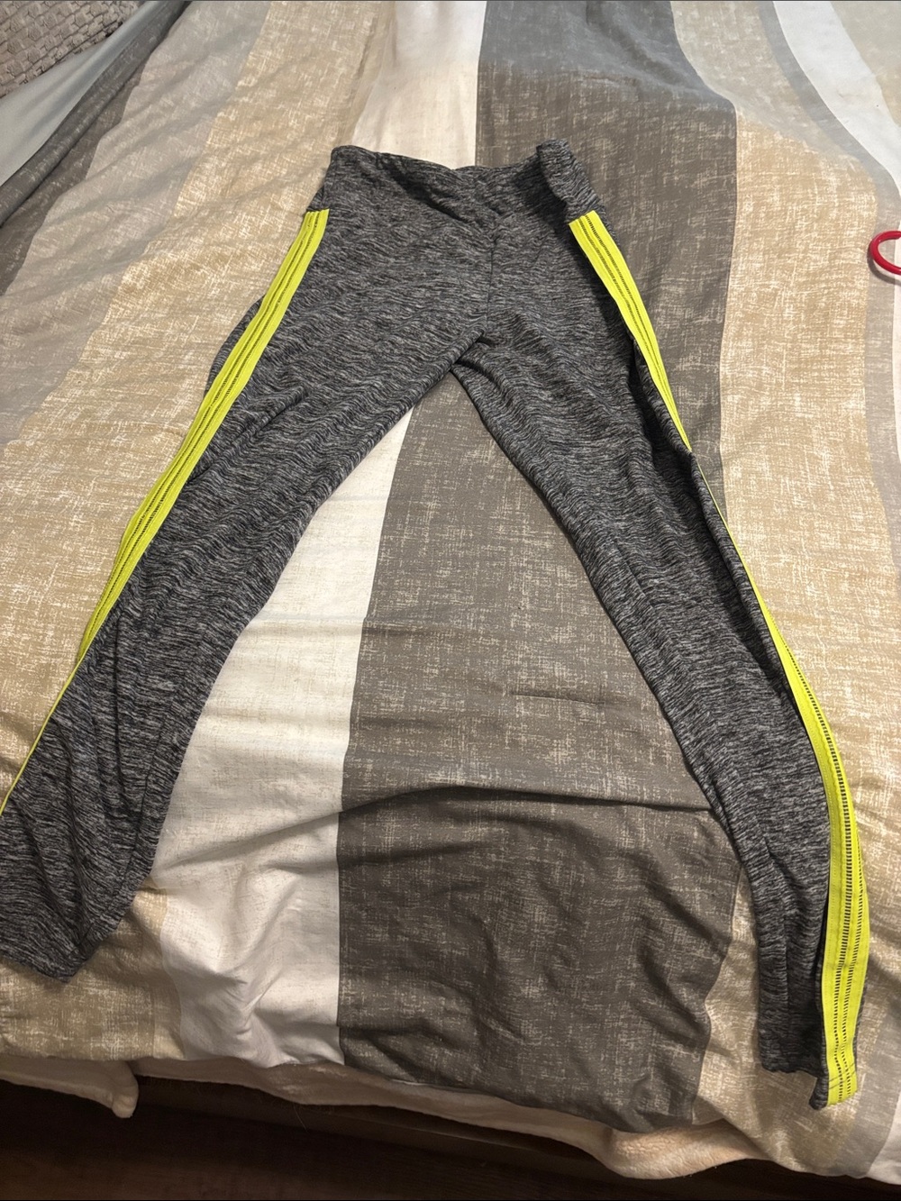 No Boundaries Gray Joggers with Neon Yellow Side Stripes
